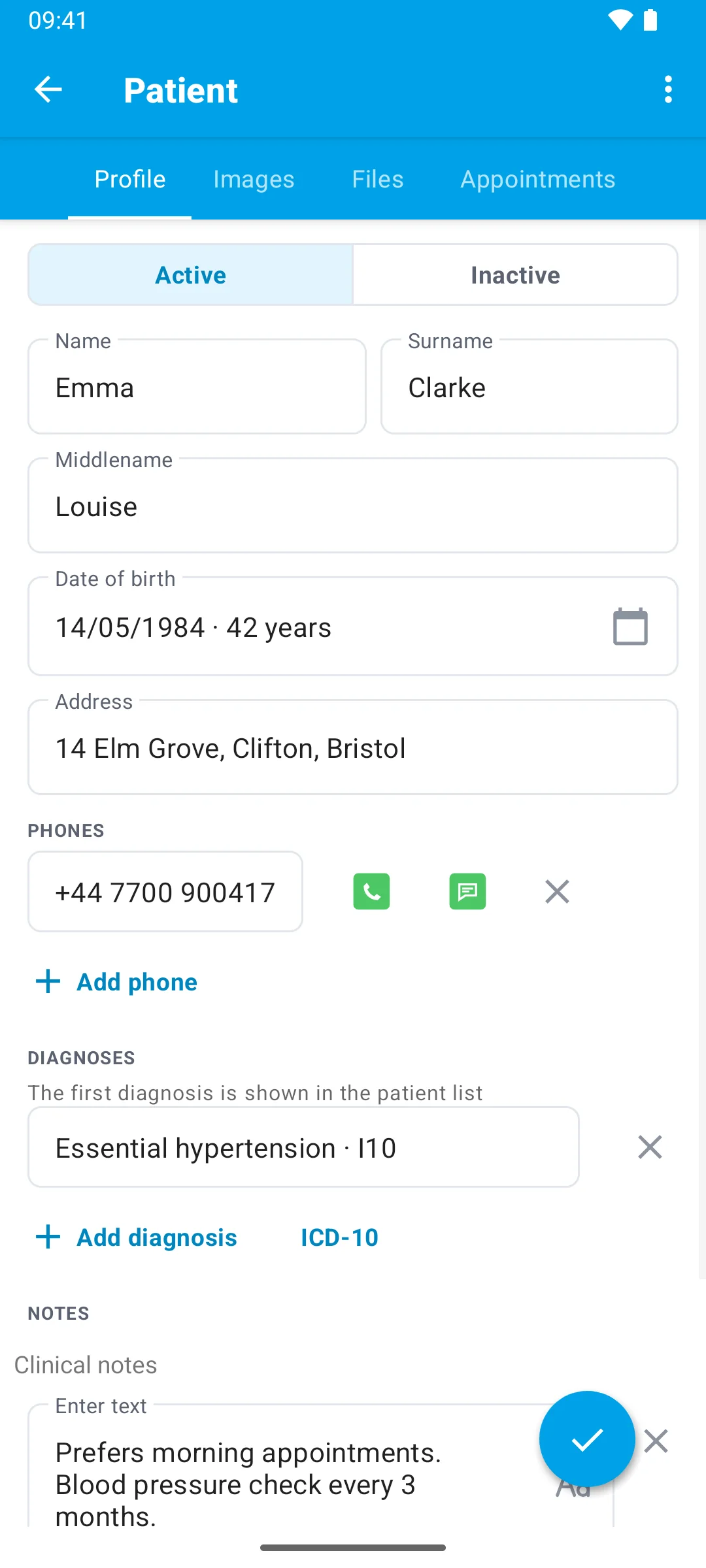 Per-patient history