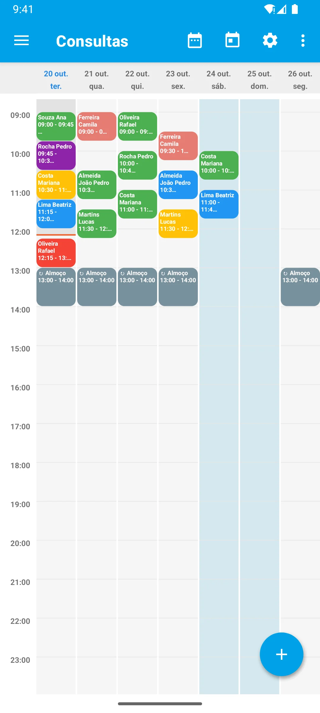 Sua semana num relance
