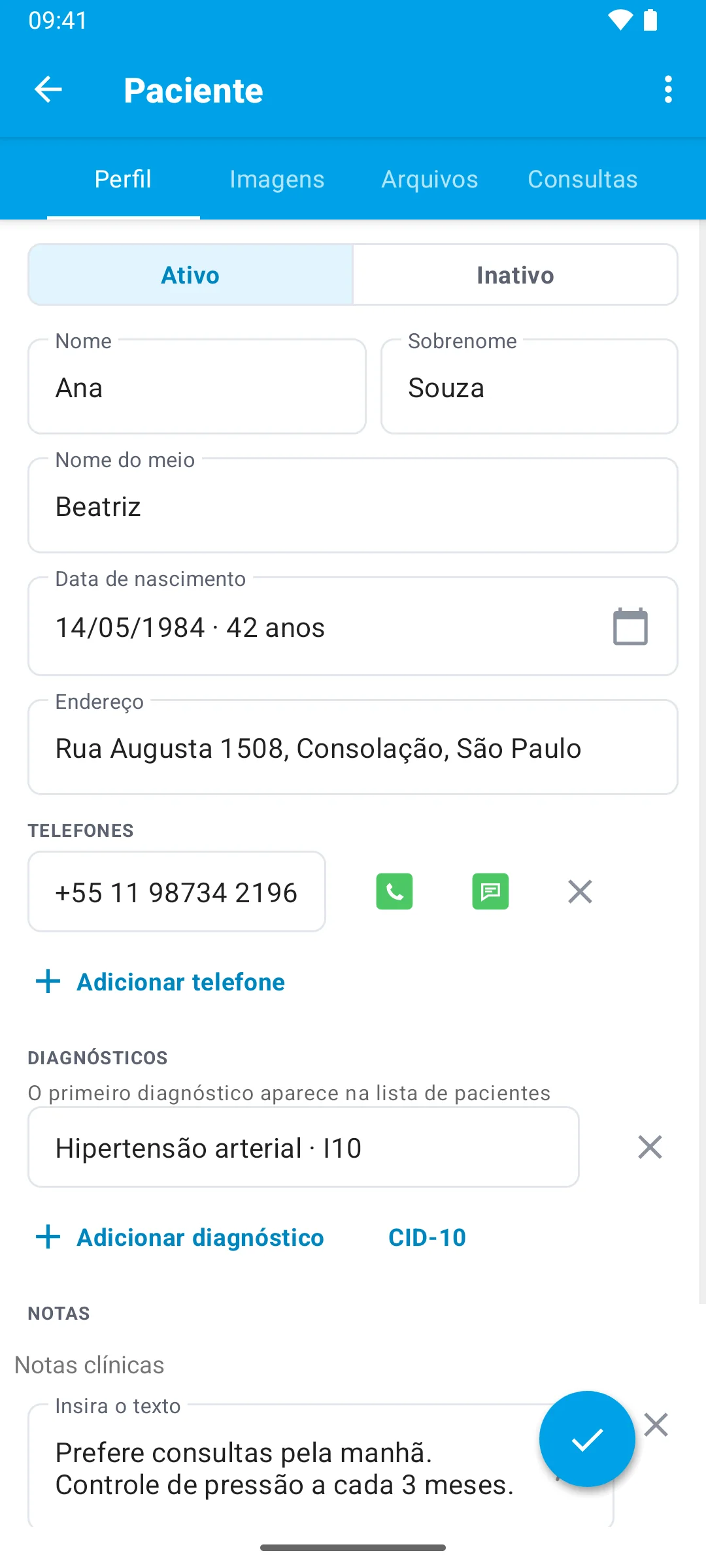 Histórico de cada paciente